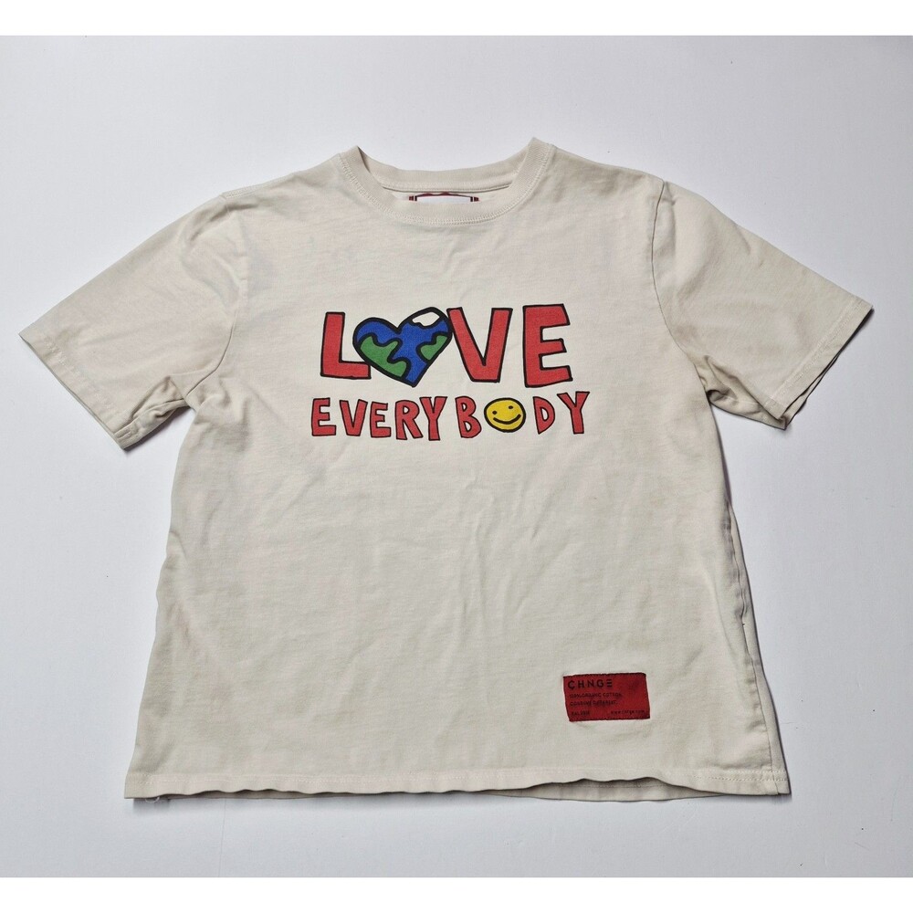CHNGE Love Everybody T-Shirt XS Cream Organic Cotton Zero Tolerance Butterfly